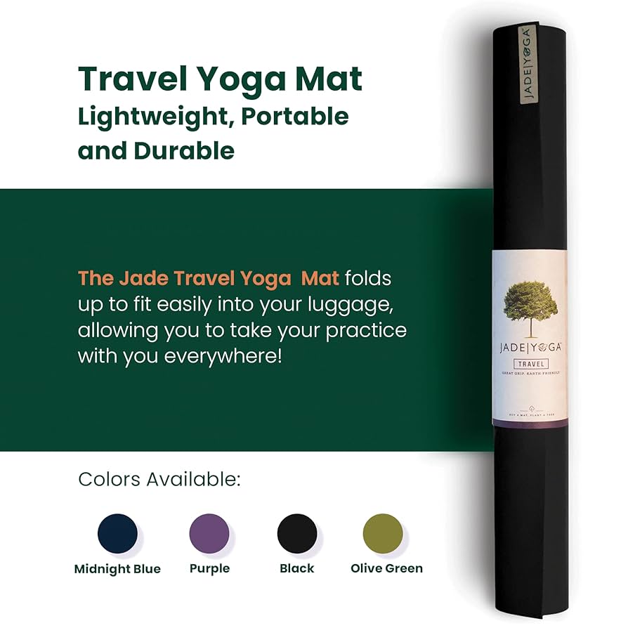 JadeYoga Travel Yoga Mat - Packable, Lightweight, and